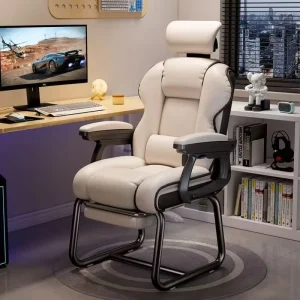 Classic PU Leather Executive Office Chair Reclining Function Double Layer Headrest Thickened Seat Cushion Business Seating Home