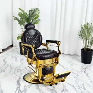 Classic Retro Vintage Luxury Gold Salon Barber Chairs Durable Synthetic Leather