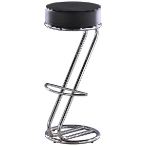 Classic Round Pu Leather Commercial Bar Stool with Z Shape and Black Seat for Home Bar & Hotel Use