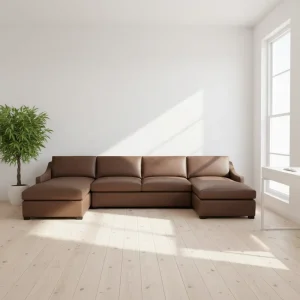 Classic Slope Arm Living Room Customize Leather U chaise Bench seat Sectional comfort Indoor Furniture