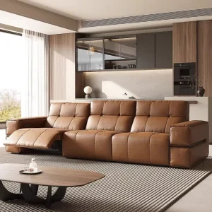 Classic Top Grain Leather USB Charging Power Control Recliner Sofa Villa Preferred