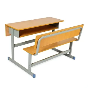 Classic Triangle Classroom Student Table and Chair Set Easy to Clean Wooden Desktop Metal Frame for School Use