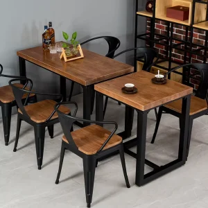 Classical Commercial Hotel Bar Cafe Table and Chair Set Wooden Dining Tables Restaurant Furniture