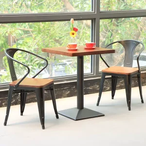 Classical Metal Wood Dining Set 4 Chairs Restaurant Furniture Fast Food Coffee Set Dining Table and Chair Sets
