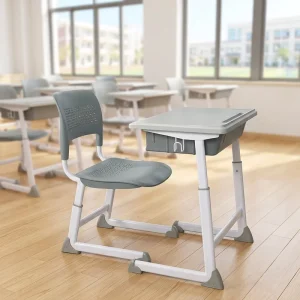 Classroom Children’s Study Table and Chair Set Adjustable Height Single Seater Modern Steel Plastic School Furniture