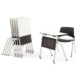 Classroom Desk and Chair Set Folding Flip Training Table With Wheels