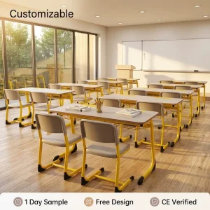 Classroom Furniture School Desk and Chair Sets Metal Material and School Furniture Type