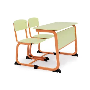 Classroom Furniture Wooden School Set Double Student Study Desk and Chair Set for College School