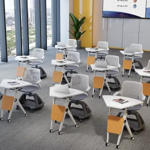 Classroom Training Chair Foldable Writing Tablet 360 Swivel PP Seat School Furniture OEM Training Chair