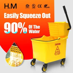 Cleaning Wringer Cart Sturdy Lever Handle Smooth Rolling Wheels High Efficiency Universal Mop Bucket Trolley