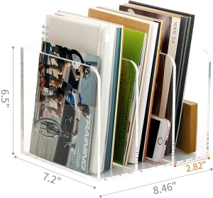 Clear Acrylic Magazine File Holder Desk Organizers and Accessories Book Stand Rack for Office Organization Fits 9 X 12 Inch