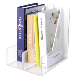 Clear Acrylic Magazine Rack for Desk Organizer Split Type Can Be Pulled Out Acrylic Book Shelf