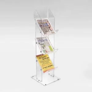 Clear Acrylic Magazine Records Rack A4 Paper Holder Storage Display and File Organizer for Office Desk Reception Waiting Room