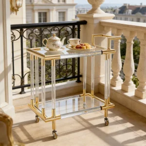 Clear Acrylic Multi Purpose Serving Cart with Wheels Hotel Cart Trolley Hotel Trolley Cart