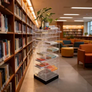 Clear Acrylic Multi Tier Floor Display Stand for Brochures Books Magazines Retail Store Exhibition Organizer Rack