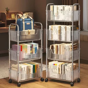 Clear Acrylic Multi Tier Rolling Storage Cart Customized Color Logo Durable Magazine File Organizer Customized Packing Office