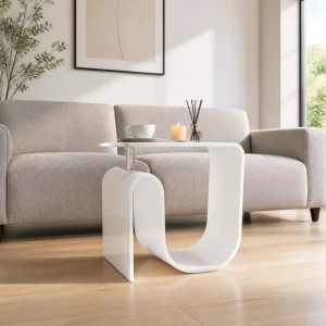 Clear Acrylic U Base Coffee Table Minimalist Design for Home Living Room Multi Purpose Side Center Table