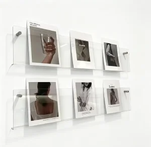 Clear Acrylic Wall Mount Magazine Ledge Shelves Floating Display Racks for Art Prints Posters Photos and Wall Home Decor