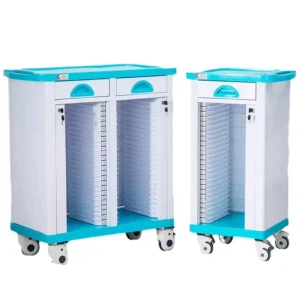 Clinic Hospital Patient File Cart ABS Medical Record Organizer with Drawer and Wheels 100kg Load Capacity 2 Year Warranty