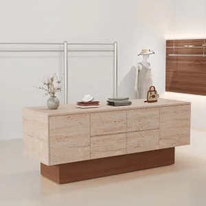 Clothing Store Island Display Cabinet Dressing Room Table Storage Cabinet Solid Wood Particle Board Durable Eco Friendly