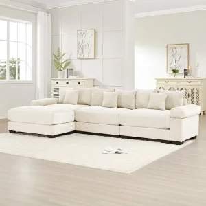 Cloud Couch Oversized Modular Sectional Sofa Set Ottoman Plush Corduroy Deep Wide Seats Modern Design Hotel Villa Use Washable