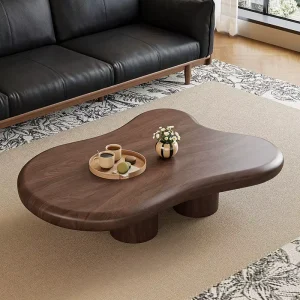 Cloud-Shaped Solid Wood Coffee Table Living Room Minimalist Irregular-Shaped Small-Sized Low Table Wabi-Sabi Style Density Board