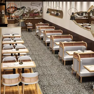 Club Bar Furniture Set Luxury Cafe Restaurant Rattan Booth Seating Coffee Chairs and Tables for Restaurants