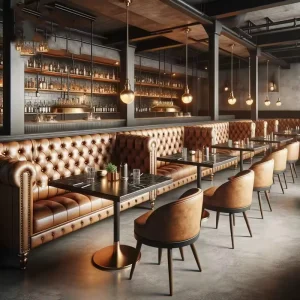 Club Bar Furniture Sets 2 Seater Dinner Restaurant Booth Sofa Wooden Cafe Fast Food Restaurant Dining Tables and Chairs