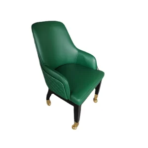 Clubhouse Bar Chairs Italian Style Luxury Emerald Green Leather Dining Reclining Chair Hotel Bedroom Chair Villa and Fine Dining