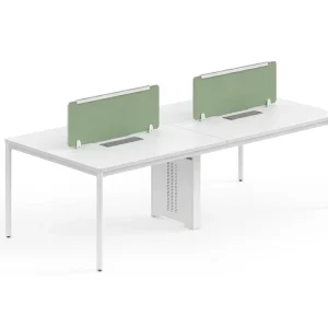 Cluster Office Workstation Desk for 4 Person Shared Leg Staff Table with Office Partition Panels and Cable Management