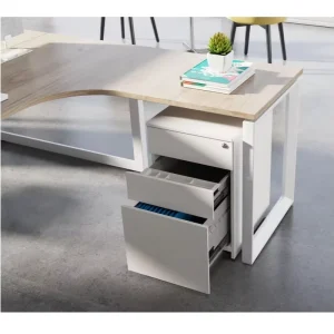 Cobber Series 3 Drawer Movable Pedestal Cabinet Handle less Office Desk File Cabinet Anti tilt 5 Silent PU Adjustable Lockable