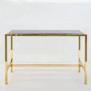 Cocktail Bar Table Golden Stainless Steel Marble Top