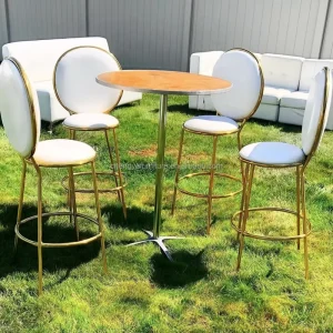 Cocktail bar Furniture Stainless Steel High bar Stool and Table Set