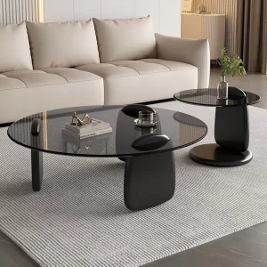 Coffee Table Glass Tea Table for Home Living Room Creative Modern Light Luxury Combination with Special Shaped Side Table