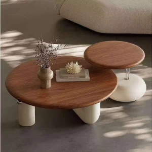 Coffee Table Large Round Wood Modern Living Room