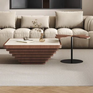 Coffee Table Marble Coffee Table Set Living Room Contemporary Simple Petal Shape Coffee Table Wooden Veneer Coffee Table