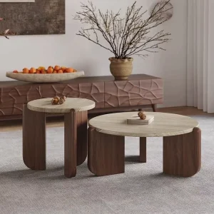 Coffee Table Nordic Living Room Wooden Travertine
