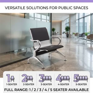 Cold Rolled Steel 1 Seater Waiting Chair Black PVC Seat Chrome Electroplated Frame Perforated Panel Hospital Transit