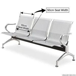 Cold Rolled Steel 3 Seat Airport Waiting Chair Perforated Back Chrome Armrest Hospital Lobby Gang Seating OEM Manufacturer