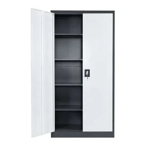 Cold Rolled Steel Filing Cabinet Storage Cupboard with 2 Sliding Doors and 4 Shelves for Home Office Gym