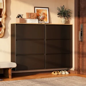 Cold Rolled Steel Metal Shoe Cabinet Shoe Storage Cabinet Flip Door Shoe Organizer for Entryway Hallway Apartment