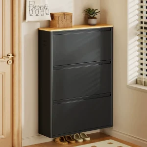 Cold Rolled Steel Shoe Cabinet Metal Shoe Storage Shoe Organizer Cabinet Flip Door for Entryway Hallway