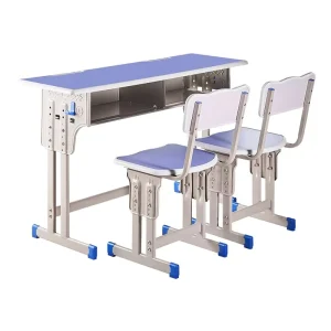 College Desk and Chair Classroom Furniture School Tables Adjustable Double Student Desk and Chair