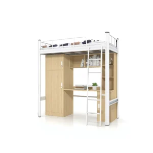 College Dorm Loft Bed with Wood Computer Desk
