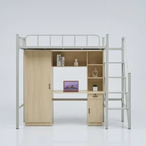 College Dormitory Minimalist Modern Single Person High Low Wrought Iron Bunk Bed with Desk School Loft Bed 3 Year Warranty