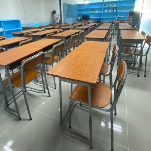 College Student Study Chair Ergonomic Fixed Height Training Room Metal Plywood Student Desk Chairs