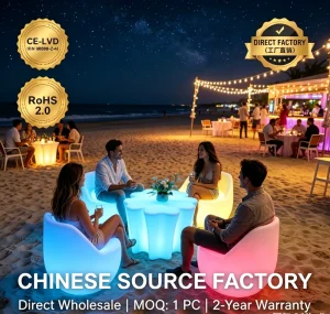 Color Changing LED Glowing Modern Eco Friendly Durable Commercial Bar Chair Set Waterproof Outdoor Party Decoration Gym & Hotel