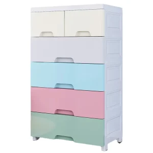 Colorful 50CM Plastic Bedroom Clothes Baby Clothes Cupboards Filing Storage Stackable Cabinet With Pull-out Drawers