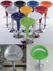 Colorful Ergonomic Swivel Bar Stool Adjustable Height with Chrome Base for Commercial Use