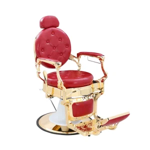 Colorful Golden Red Salon Barber Chairs with Hydraulic Oil Pump